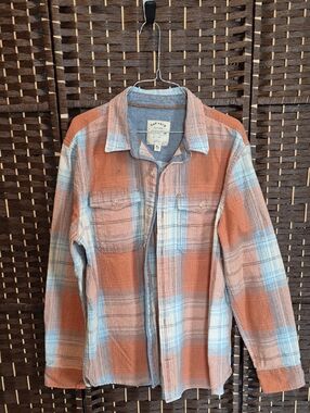 Fat Face Orange & Light Blue Plaid Shirt Jacket